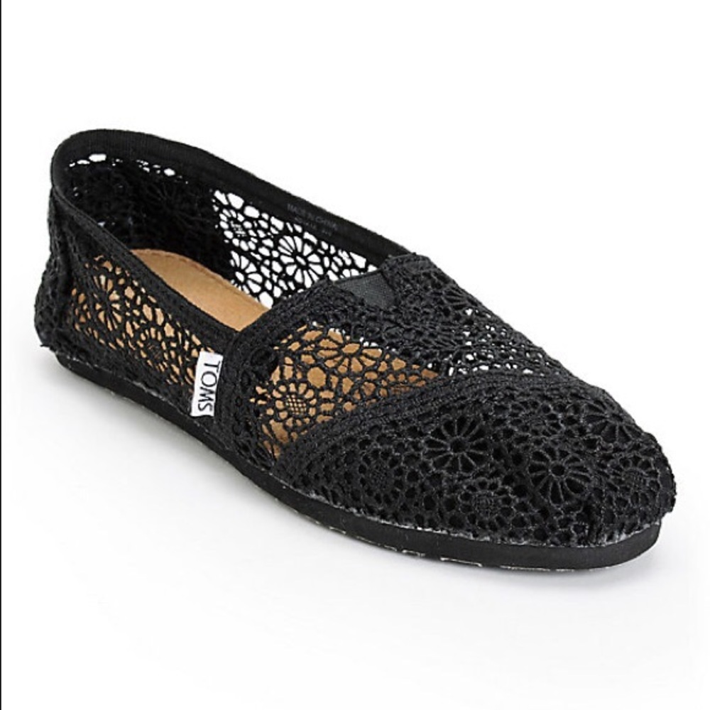 Black crochet TOMS